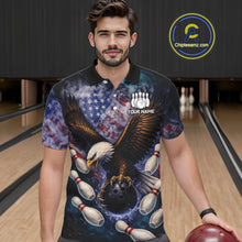 Load image into Gallery viewer, Smoke American Flag Eagle Bowling shirts For Men Custom patriotic Eagle bowling uniforms Team Jerseys NQS11540