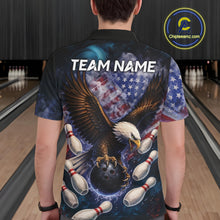 Load image into Gallery viewer, Smoke American Flag Eagle Bowling shirts For Men Custom patriotic Eagle bowling uniforms Team Jerseys NQS11540
