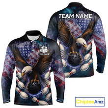 Load image into Gallery viewer, Smoke American Flag Eagle Bowling shirts For Men Custom patriotic Eagle bowling uniforms Team Jerseys NQS11540