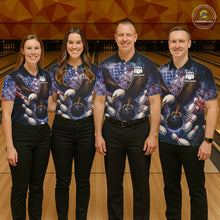 Load image into Gallery viewer, Smoke American Flag Eagle Bowling shirts For Men Custom patriotic Eagle bowling uniforms Team Jerseys NQS11540