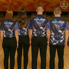 Load image into Gallery viewer, Smoke American Flag Eagle Bowling shirts For Men Custom patriotic Eagle bowling uniforms Team Jerseys NQS11540