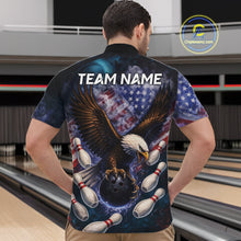Load image into Gallery viewer, Smoke American Flag Eagle Bowling shirts For Men Custom patriotic Eagle bowling uniforms Team Jerseys NQS11540