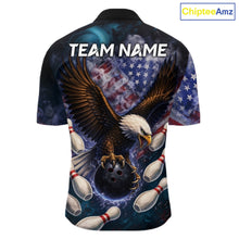 Load image into Gallery viewer, Smoke American Flag Eagle Bowling shirts For Men Custom patriotic Eagle bowling uniforms Team Jerseys NQS11540