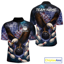 Load image into Gallery viewer, Smoke American Flag Eagle Bowling shirts For Men Custom patriotic Eagle bowling uniforms Team Jerseys NQS11540
