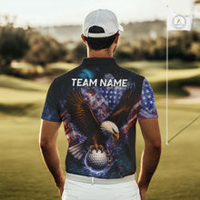Load image into Gallery viewer, Smoke American Flag Eagle Mens golf polo shirts Custom patriotic golf outfit men, unique golf gifts NQS11541