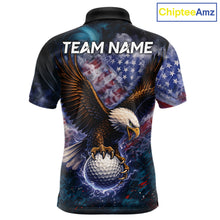 Load image into Gallery viewer, Smoke American Flag Eagle Mens golf polo shirts Custom patriotic golf outfit men, unique golf gifts NQS11541