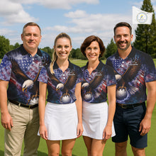 Load image into Gallery viewer, Smoke American Flag Eagle Mens golf polo shirts Custom patriotic golf outfit men, unique golf gifts NQS11541