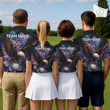 Load image into Gallery viewer, Smoke American Flag Eagle Mens golf polo shirts Custom patriotic golf outfit men, unique golf gifts NQS11541