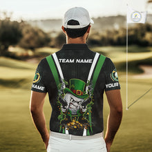 Load image into Gallery viewer, Funny St Patrick cowboy golf ball gunner black and green Mens golf polo shirts Custom golf outfit men NQS11542