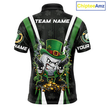 Load image into Gallery viewer, Funny St Patrick cowboy golf ball gunner black and green Mens golf polo shirts Custom golf outfit men NQS11542