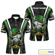 Load image into Gallery viewer, Funny St Patrick cowboy golf ball gunner black and green Mens golf polo shirts Custom golf outfit men NQS11542
