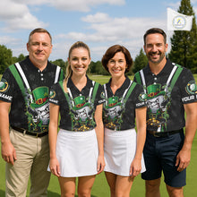 Load image into Gallery viewer, Funny St Patrick cowboy golf ball gunner black and green Mens golf polo shirts Custom golf outfit men NQS11542