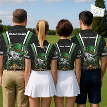Load image into Gallery viewer, Funny St Patrick cowboy golf ball gunner black and green Mens golf polo shirts Custom golf outfit men NQS11542