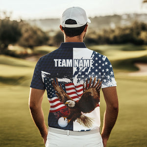 Red, White and Blue American Flag Eagle Golf polo shirts For Men Custom Patriotic Golf Team Jersey NQS9608
