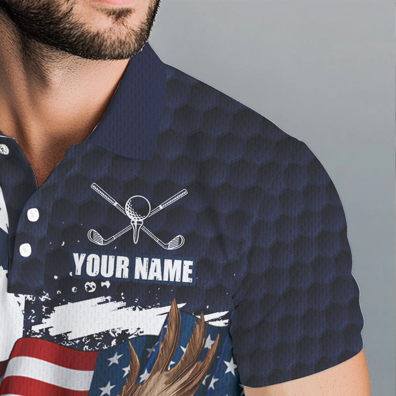 Red, White and Blue American Flag Eagle Golf polo shirts For Men Custom Patriotic Golf Team Jersey NQS9608