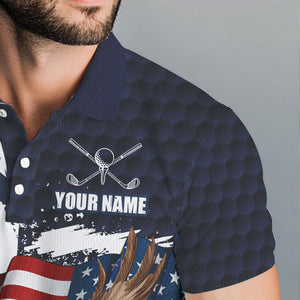 Red, White and Blue American Flag Eagle Golf polo shirts For Men Custom Patriotic Golf Team Jersey NQS9608