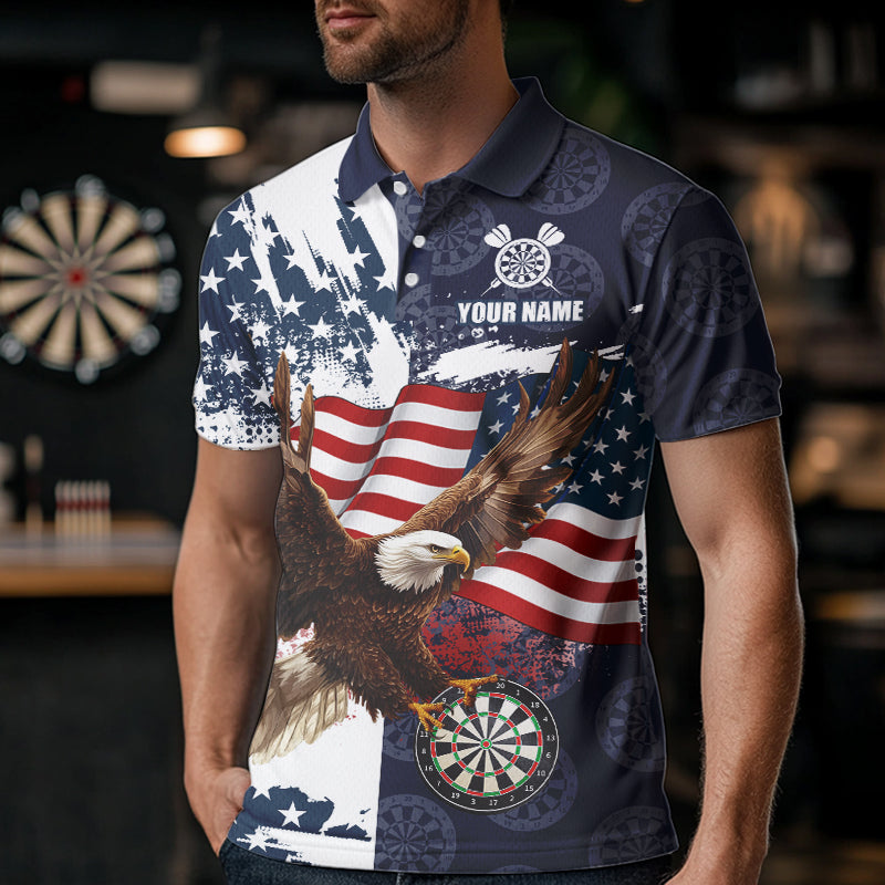 Red, White and Blue American Flag Eagle Darts shirts For Men Custom Patriotic Darts Team Jersey NQS9609