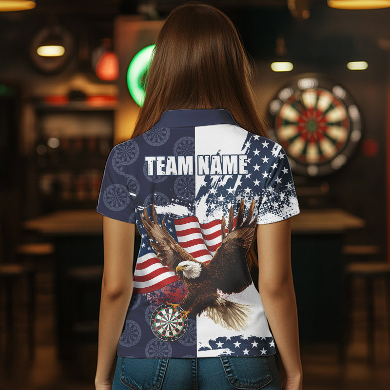 Red, White and Blue American Flag Eagle Darts shirts For Women Custom Patriotic Darts Team Jersey NQS9609