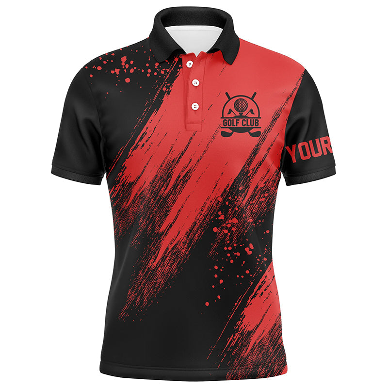 Black and red Mens golf polo shirts custom golfing gifts, best mens golf tops NQS7346