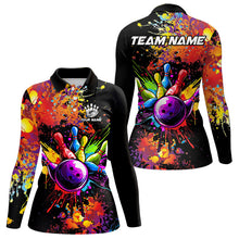 Load image into Gallery viewer, Colorful bowling jerseys Bowling Polo, 1/4 Zip Shirt for Women Custom Bowling Team shirts for bowlers NQS9770