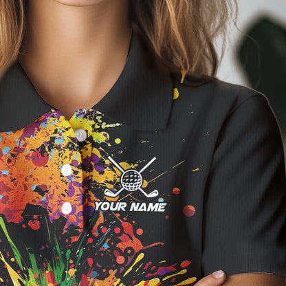 Colorful Golf ball jersey Golf Polo Shirts For Women Custom Team Name golf uniform for ladies NQS9771