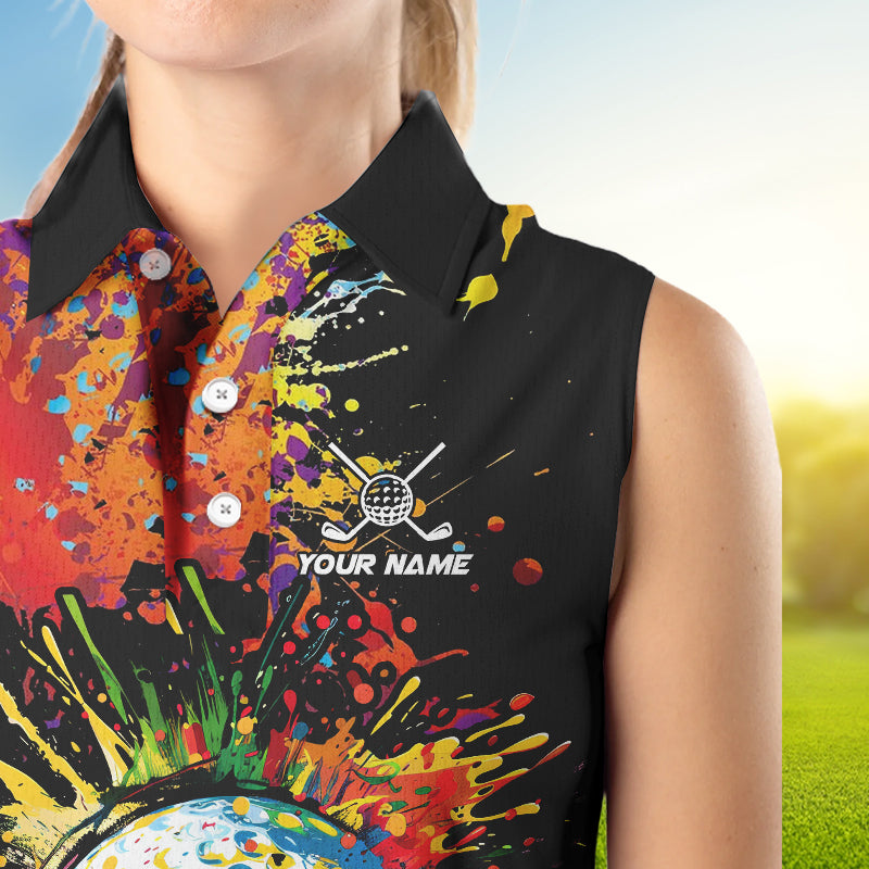 Colorful Golf ball jersey Women's golf sleeveless tops Custom Team Name golf uniform for ladies NQS9771