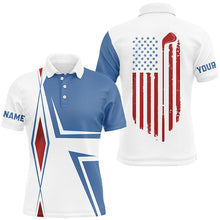 Load image into Gallery viewer, American Flag white Mens golf polo shirts custom golf club patriotic team shirt, golf attire for men NQS7919