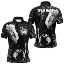 Load image into Gallery viewer, Personalized Black Eagle Smoke Bowling Polo, Quarter Zip Shirts For Men custom Bowling Team Jerseys NQS9049