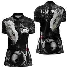 Load image into Gallery viewer, Personalized Black Eagle Smoke Bowling Polo, Quarter Zip Shirts For Women custom Bowling Team Jerseys NQS9049
