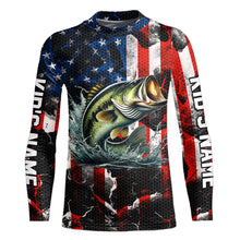 Load image into Gallery viewer, Largemouth Bass fishing American flag Custom UV protection performance long sleeve fishing jerseys NQS9276