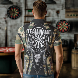 Deer Skull Darts Board Camo Darts Polo, Quarter zip Shirts For Men Custom Team Darts Jersey NQS9444