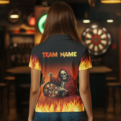 Flame Skull Reaper Darts Shirts For Women Custom Team Darts Jersey Outfit NQS9447
