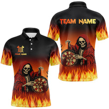 Load image into Gallery viewer, Flame Skull Reaper Darts Polo, Quarter zip Shirts For Men Custom Team Darts Jersey Outfit NQS9447