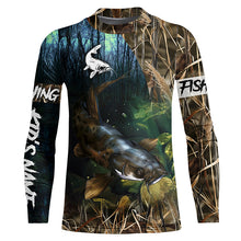 Load image into Gallery viewer, Flathead Catfish Fishing Custom Camouflage long sleeve Fishing Shirt, Personalized Catfish Fishing Gift NQS324