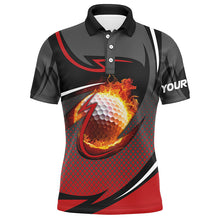 Load image into Gallery viewer, Flame golf ball fire golf outfits men custom Mens golf polo shirts, golf gifts for men | Red NQS7691