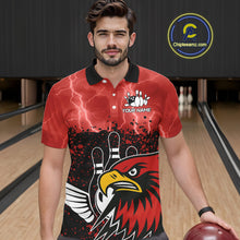 Load image into Gallery viewer, Black and Red Lightning thunder storm Eagle Bowling Shirts for Men Custom Team bowling jerseys NQS10022