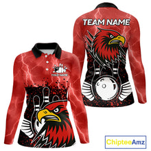 Load image into Gallery viewer, Black and Red Lightning thunder storm Eagle Bowling Shirts for Women Custom Team bowling jerseys NQS10022