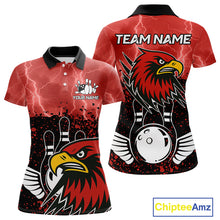 Load image into Gallery viewer, Black and Red Lightning thunder storm Eagle Bowling Shirts for Women Custom Team bowling jerseys NQS10022