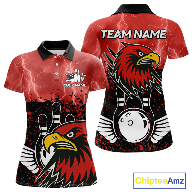 Black and Red Lightning thunder storm Eagle Bowling Shirts for Women Custom Team bowling jerseys NQS10022