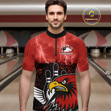 Load image into Gallery viewer, Black and Red Lightning thunder storm Eagle Bowling Shirts for Men Custom Team bowling jerseys NQS10022