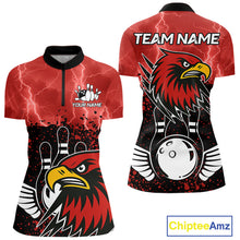 Load image into Gallery viewer, Black and Red Lightning thunder storm Eagle Bowling Shirts for Women Custom Team bowling jerseys NQS10022
