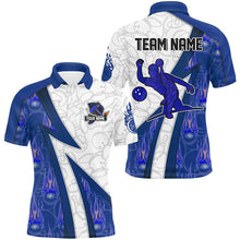 Load image into Gallery viewer, Custom Bowling Polo, Quarter Zip Shirt For Men blue flame camo Bowling shirts, Bowling Team jerseys NQS7937