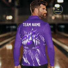 Load image into Gallery viewer, Retro Purple argyle Flame Bowling shirts For Men custom bowling team jerseys Mens Bowler Outfits NQS10326