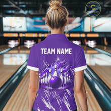 Load image into Gallery viewer, Retro Purple argyle Flame Bowling shirts For Women custom bowling team jerseys Ladies Bowler Outfits NQS10326