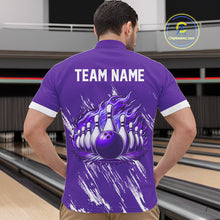Load image into Gallery viewer, Retro Purple argyle Flame Bowling shirts For Men custom bowling team jerseys Mens Bowler Outfits NQS10326