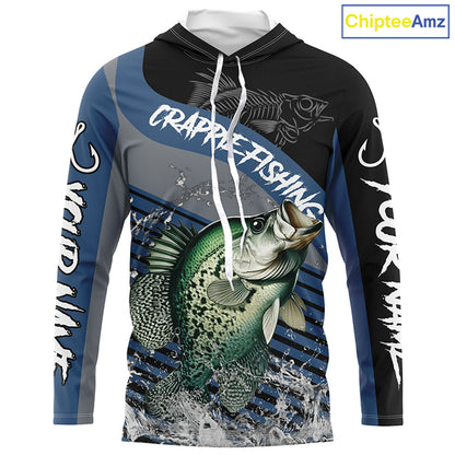 Crappie fishing Custom UV protection fishing long sleeve shirt, Crappie Fishing jerseys | Blue NQS8365