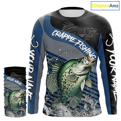 Crappie fishing Custom UV protection fishing long sleeve shirt, Crappie Fishing jerseys | Blue NQS8365