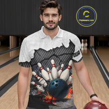 Load image into Gallery viewer, Black and White grunge Bowling Shirts for Men Custom Team Bowling Jerseys, Gift for Bowlers NQS10751