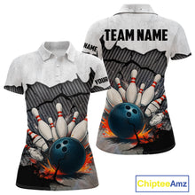 Load image into Gallery viewer, Black and White grunge Bowling Shirts for Women Custom Team Bowling Jerseys, Gift for Bowlers NQS10751
