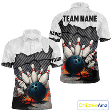 Load image into Gallery viewer, Black and White grunge Bowling Shirts for Men Custom Team Bowling Jerseys, Gift for Bowlers NQS10751